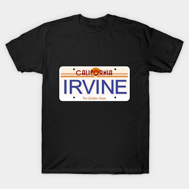 Irvine California State License Plate T-Shirt by Mel's Designs